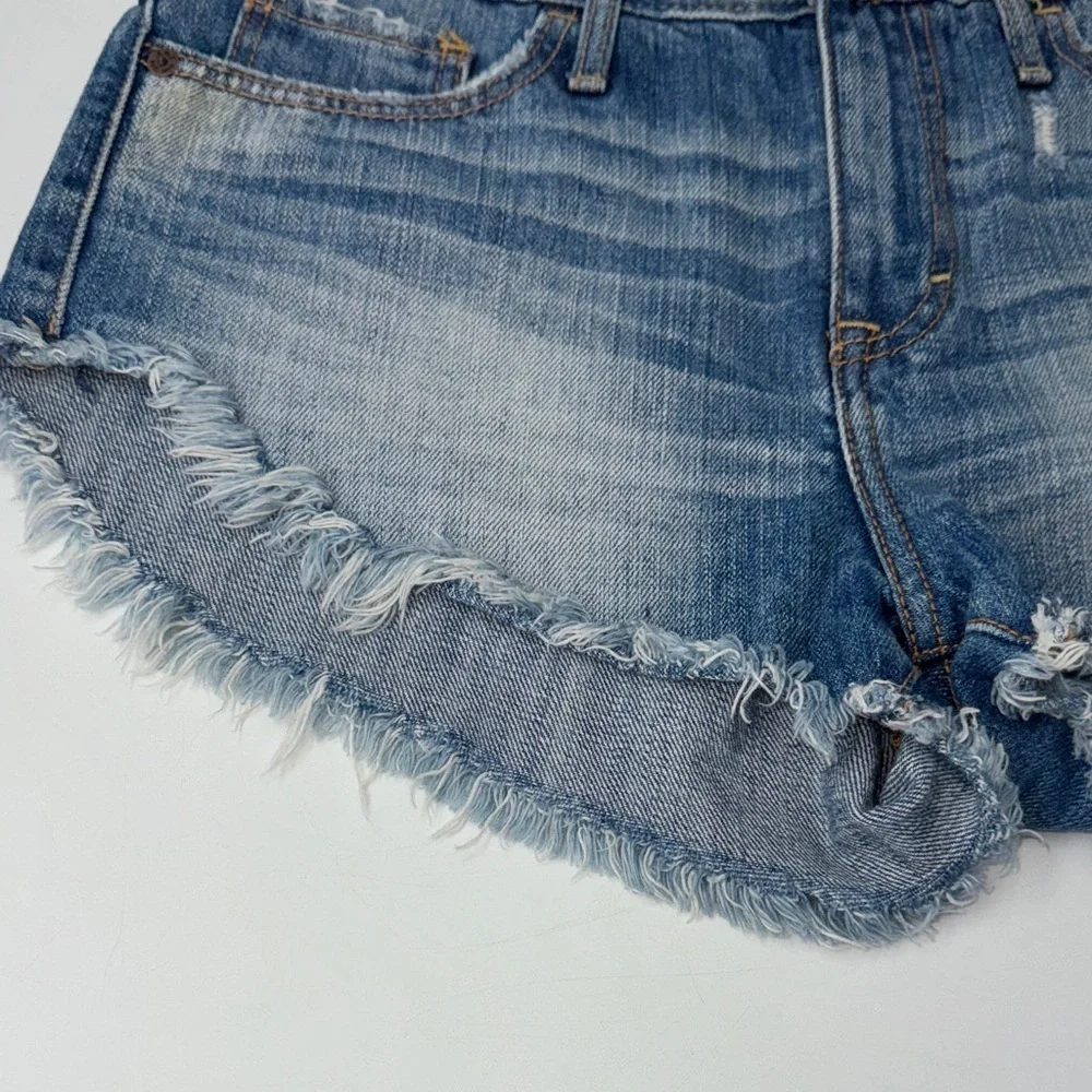 Abercrombie & Fitch Distressed Blue Jean Shorts